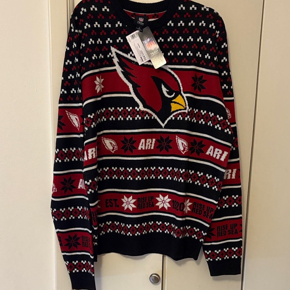 XL NFL Black and Red Crewneck Sweater Arizona Cardinalβs.
